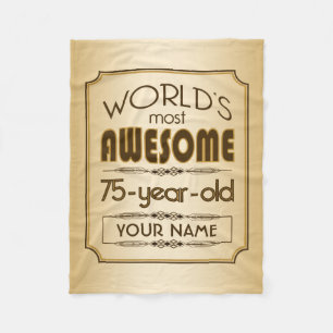Gold 75th Birthday Celebration World Best Fabulous Fleece Blanket