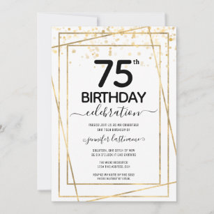 Gold 75th Birthday Party Budget Invitation
