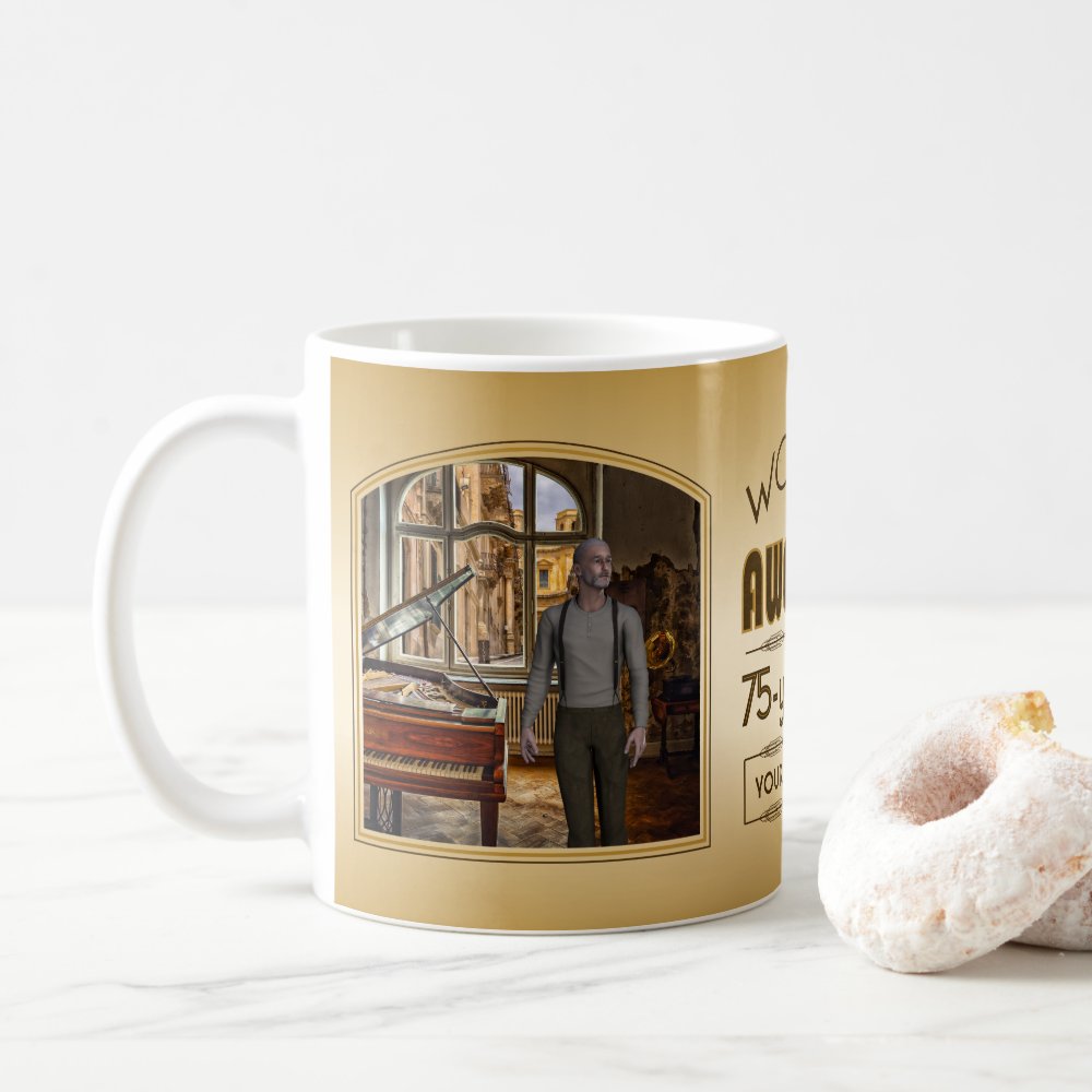 Gold 75th Birthday World’s Best Custom Photo Frame Coffee Mug