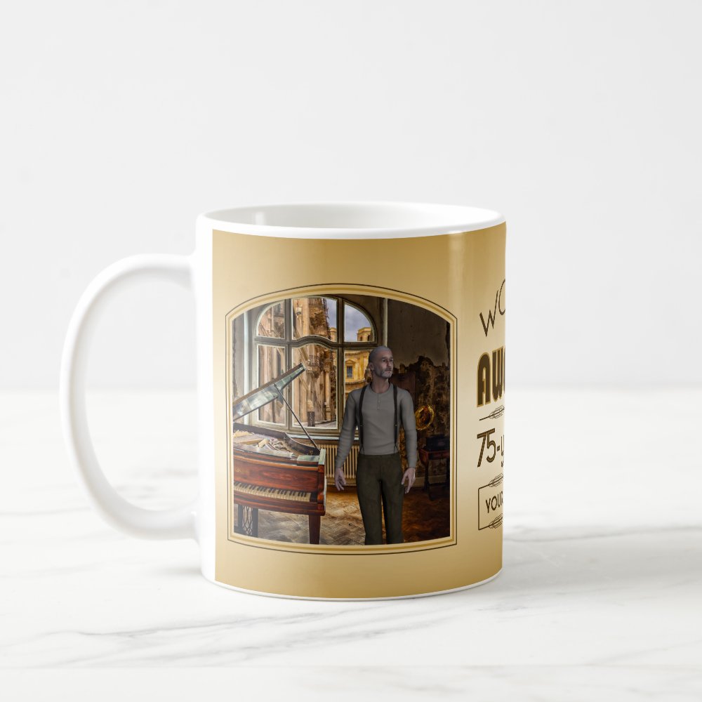 Gold 75th Birthday World’s Best Custom Photo Frame Coffee Mug