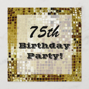 Gold 75th Or Any Age Birthday Party Invitation