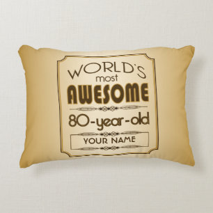 Gold 80th Birthday Celebration World Best Fabulous Accent Pillow