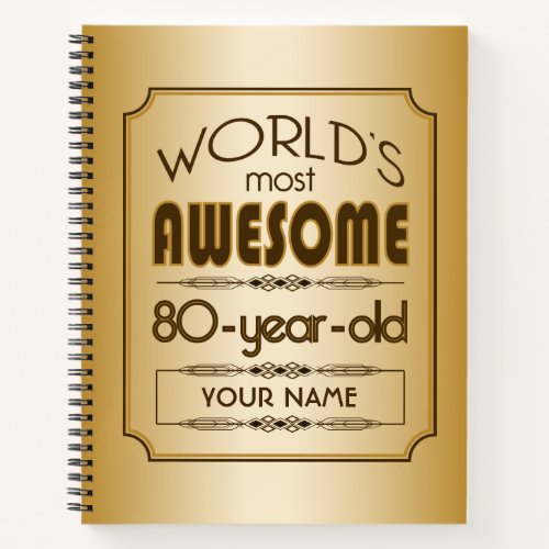 Gold 80th Birthday Celebration World Best Fabulous Notebook