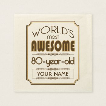 Gold 80th Birthday Celebration World Best Fabulous Paper Napkins by BCVintageLove at Zazzle