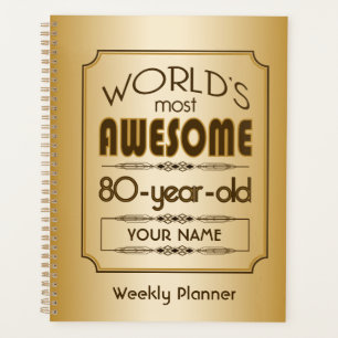 Gold 80th Birthday Celebration World Best Fabulous Planner