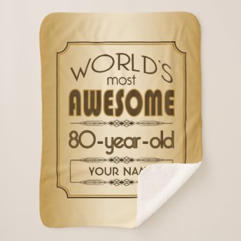 Gold 80th Birthday Celebration World Best Fabulous Sherpa Blanket by BCVintageLove at Zazzle