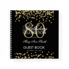 Gold 80th Birthday Guestbook Confetti Black