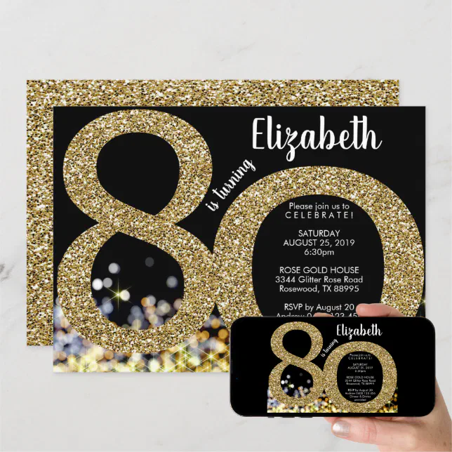 Gold 80th Birthday Invitation - 70th Invitation | Zazzle