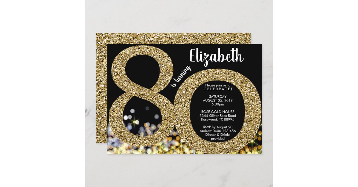 Gold 80th Birthday Invitation - 70th Invitation | Zazzle