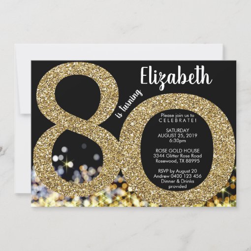 Gold 80th Birthday Invitation - 70th Invitation | Zazzle