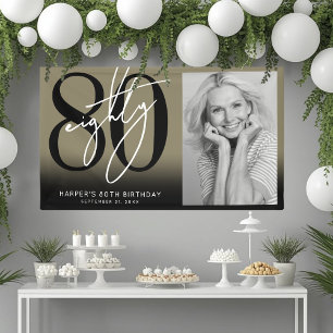 Gold 80th Birthday Party Banner
