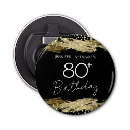 Gold 80th Birthday Party Bottle Opener