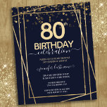 Gold 80th Birthday Party Budget Invitation<br><div class="desc">Elegant Faux gold border with shimmering confetti highlights on the top border. All text is adjustable and easy to change for your own party needs. Great elegant 80th birthday template design.</div>