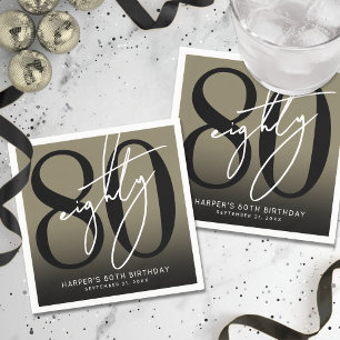 Gold 80th Birthday Party Napkins