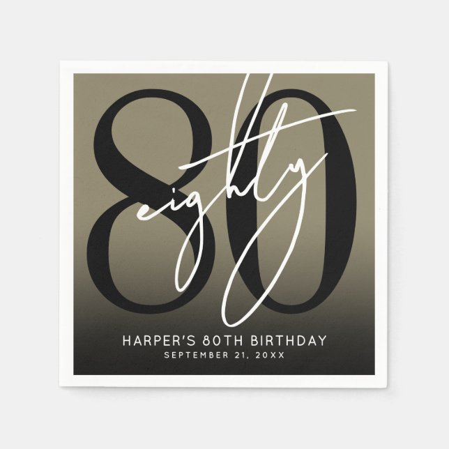 Gold 80th Birthday Party Napkins (Front)
