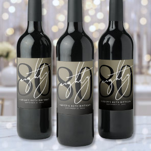 Gold 80th Birthday Party Wine Label