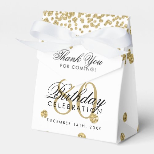 Gold 80th Birthday Thank You Confetti Favor Boxes