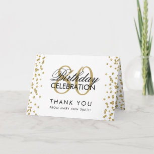 Gold 80th Birthday Thank you Glitter Card
