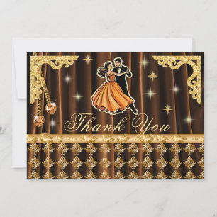 Gold 80th Birthday Thank You with Dancers  Card