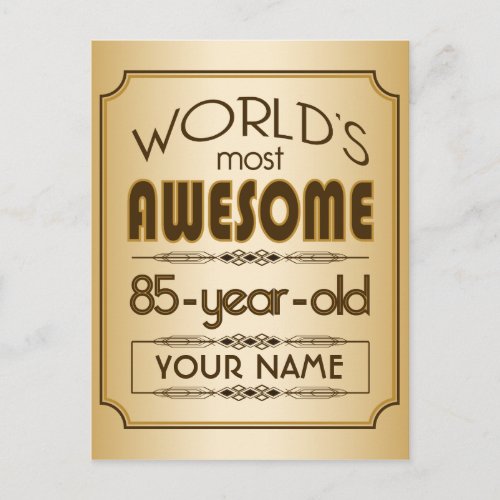 Gold 85th Birthday Celebration World Best Fabulous Invitation Postcard