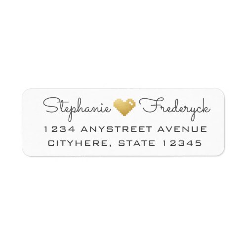 Gold 8_Bit Pixelated Heart Return Address Label