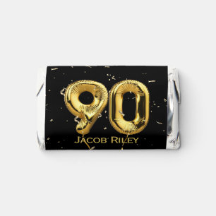 Gold 90th Birthday Balloons and Confetti Hershey's Miniatures