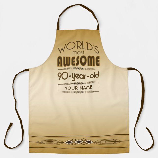 Gold 90th Birthday Celebration World Best Fabulous Apron (Front)