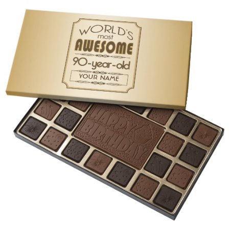 Gold 90th Birthday Celebration World Best Fabulous Assorted Chocolates