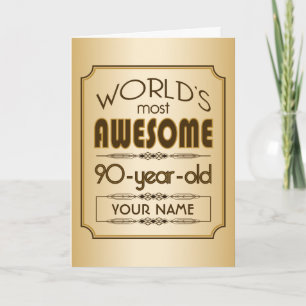 Gold 90th Birthday Celebration World Best Fabulous Card