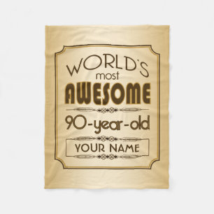 Gold 90th Birthday Celebration World Best Fabulous Fleece Blanket