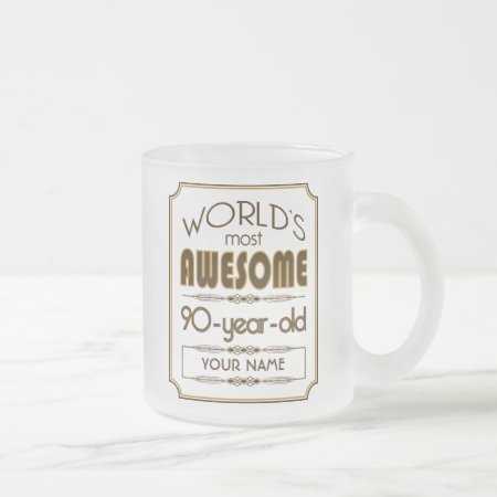 Gold 90th Birthday Celebration World Best Fabulous Frosted Glass Coffe