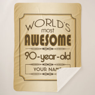 Gold 90th Birthday Celebration World Best Fabulous Sherpa Blanket