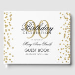 Gold 90th Birthday Glitter Confetti Guest Book<br><div class="desc">Elegant 90th Birthday Party Gold Glitter Confetti template.</div>