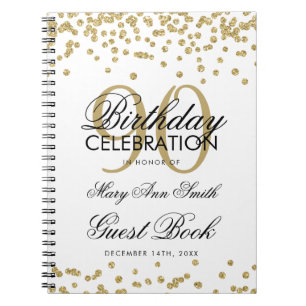 Gold 90th Birthday Guest Book Confetti