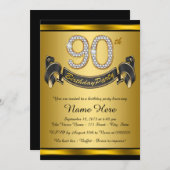 Gold 90th Birthday Party Invitation (Front/Back)
