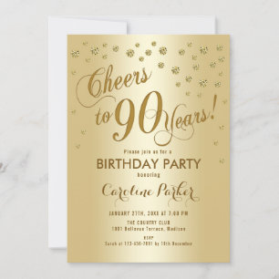 Gold 90th Birthday Party Invitation