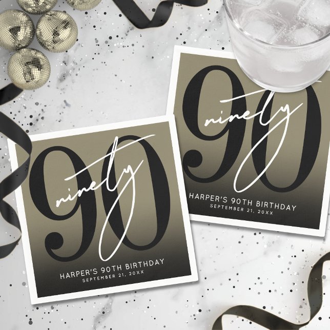 Gold 90th Birthday Party Napkins (Gold 90th Birthday Party Napkins)