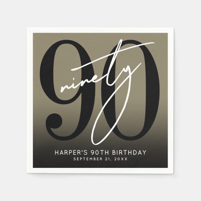 Gold 90th Birthday Party Napkins (Front)