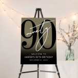 Gold 90th Birthday Party Welcome Sign<br><div class="desc">Modern Black and White 90th Birthday Welcome Sign. Celebrate ninety years in style with this bold and contemporary sign featuring a large black “90” with a handwritten script-style white “Ninety” at the top for a sleek, minimalist look. At the bottom, the sign reads “Welcome To [Name]’s 90th Birthday” along with...</div>