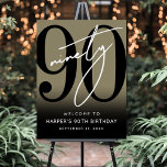 Gold 90th Birthday Party Welcome Sign<br><div class="desc">Modern Black and White 90th Birthday Welcome Sign. Celebrate ninety years in style with this bold and contemporary sign featuring a large black “90” with a handwritten script-style white “Ninety” at the top for a sleek, minimalist look. At the bottom, the sign reads “Welcome To [Name]’s 90th Birthday” along with...</div>
