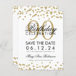 Gold 90th Birthday Save Date Confetti Invitation