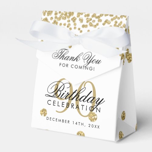 Gold 90th Birthday Thank You Confetti Favor Boxes