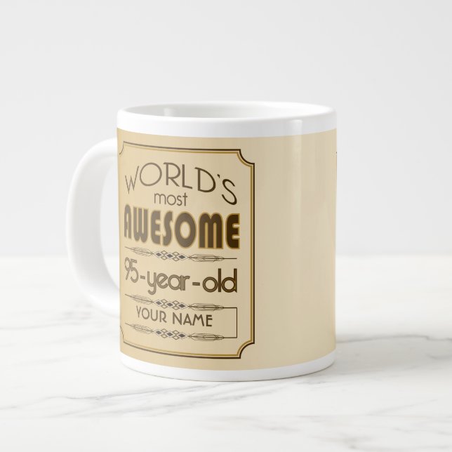 Gold 95th Birthday Celebration World Best Fabulous Giant Coffee Mug (Front Left)