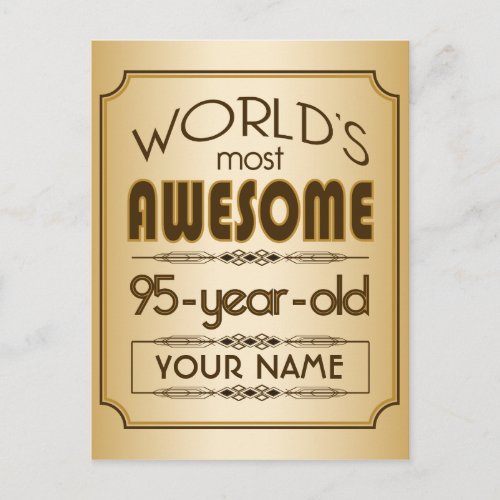 Gold 95th Birthday Celebration World Best Fabulous Invitation Postcard