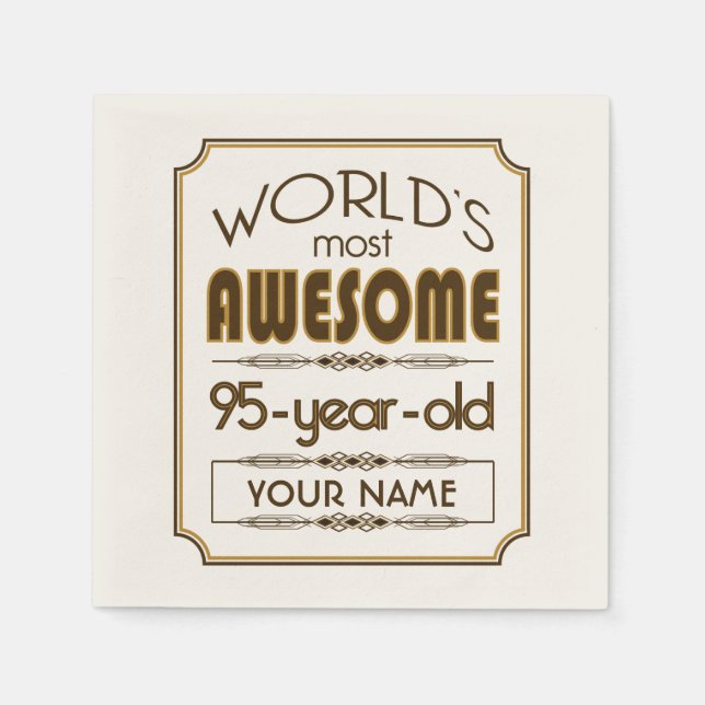 Gold 95th Birthday Celebration World Best Fabulous Paper Napkins (Front)