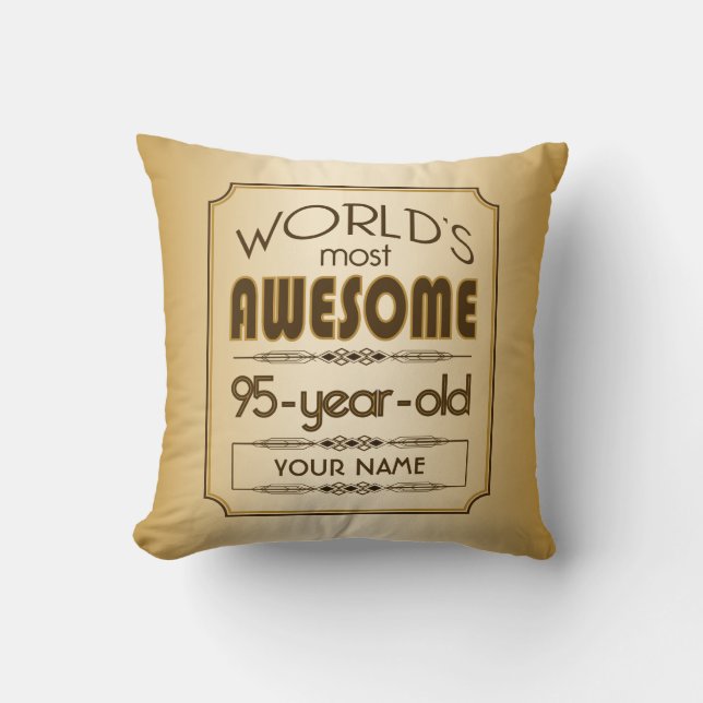 Gold 95th Birthday Celebration World Best Fabulous Throw Pillow (Front)
