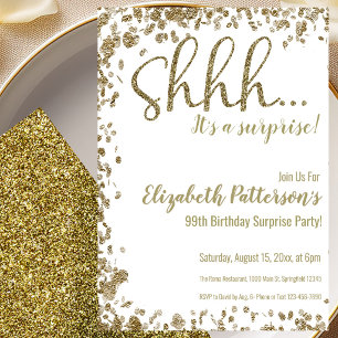Gold 99th Surprise Birthday Party Invitation