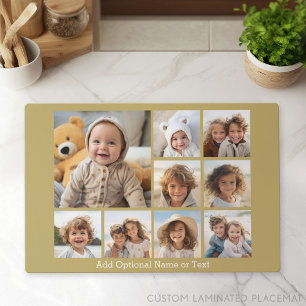 Gold 9 Photo Square Collage - with white text Placemat