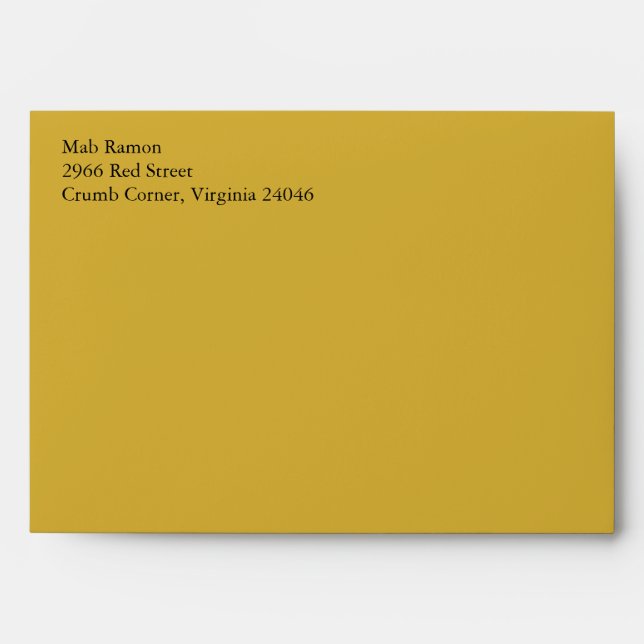 Gold A7 5x7 Custom Pre-addressed Envelopes (Front)