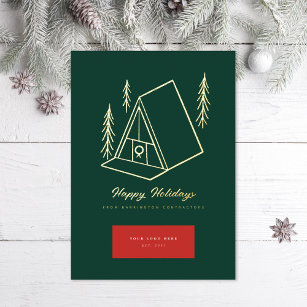 Gold A Frame Real Estate Business  Foil Holiday Card